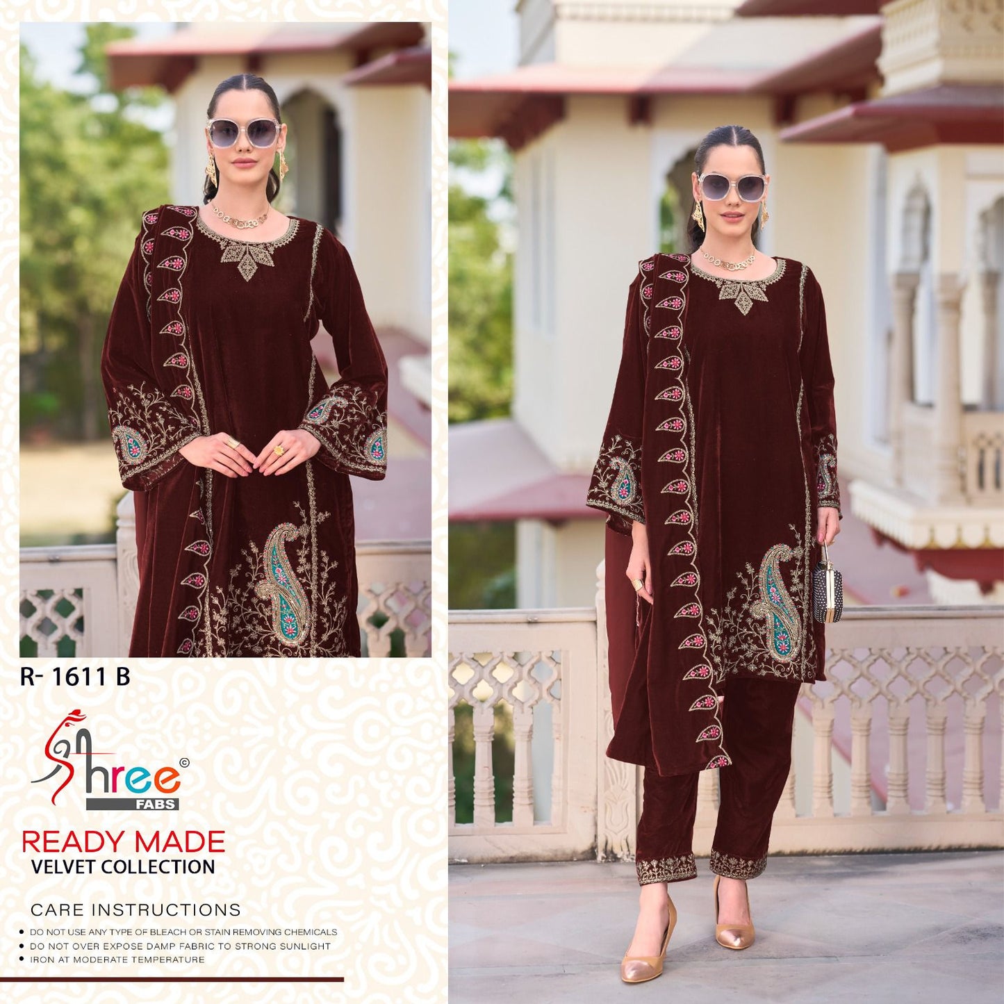 R 1611 Shree Fabs Readymade Velvet Suits Wholesaler India