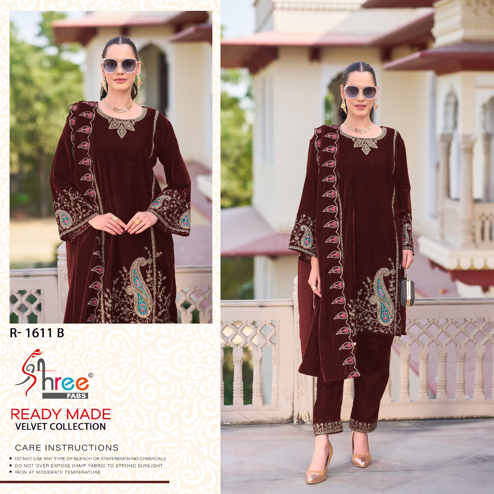 R 1611 Shree Fabs Readymade Velvet Suits Wholesaler India