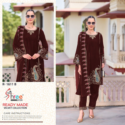 R 1611 Shree Fabs Readymade Velvet Suits Wholesaler India