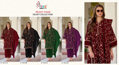 R 1613 Shree Fabs Readymade Velvet Suits Manufacturer Gujarat