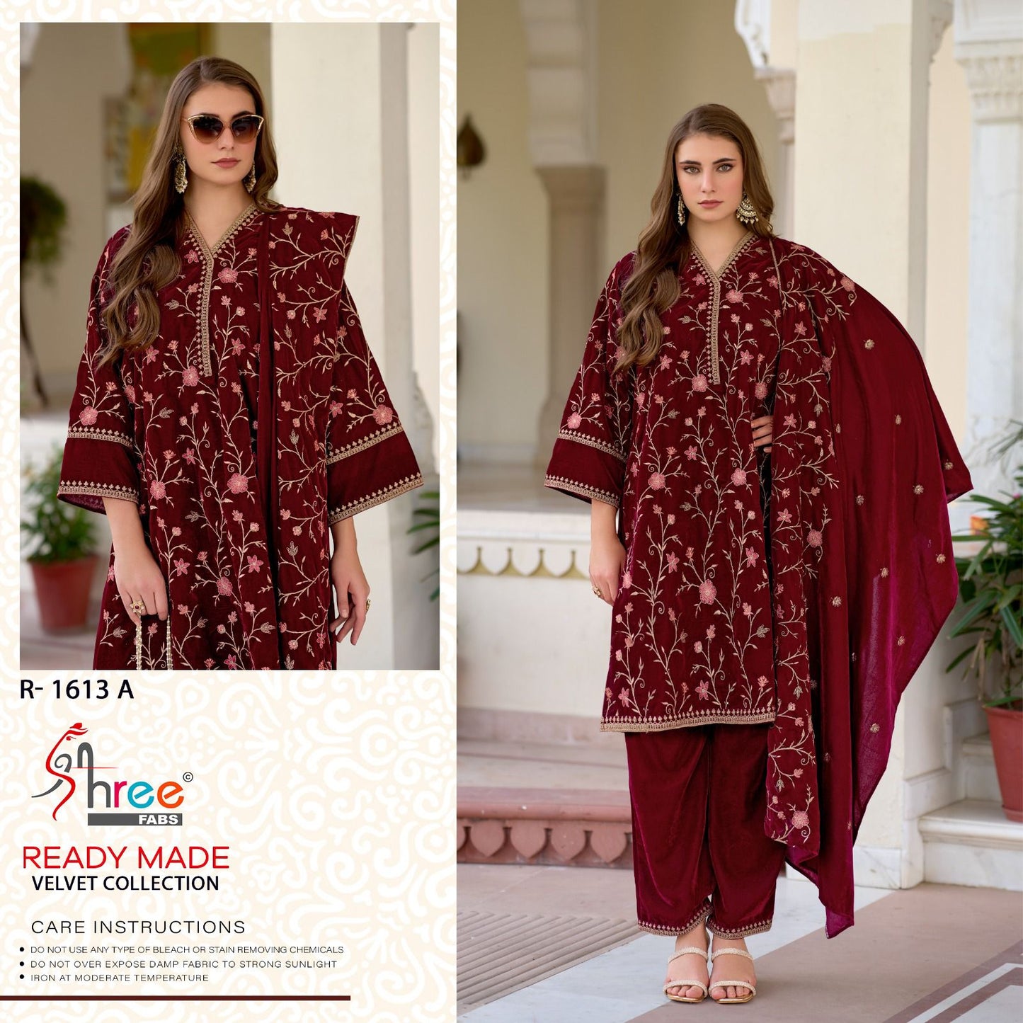 R 1613 Shree Fabs Readymade Velvet Suits Manufacturer Gujarat