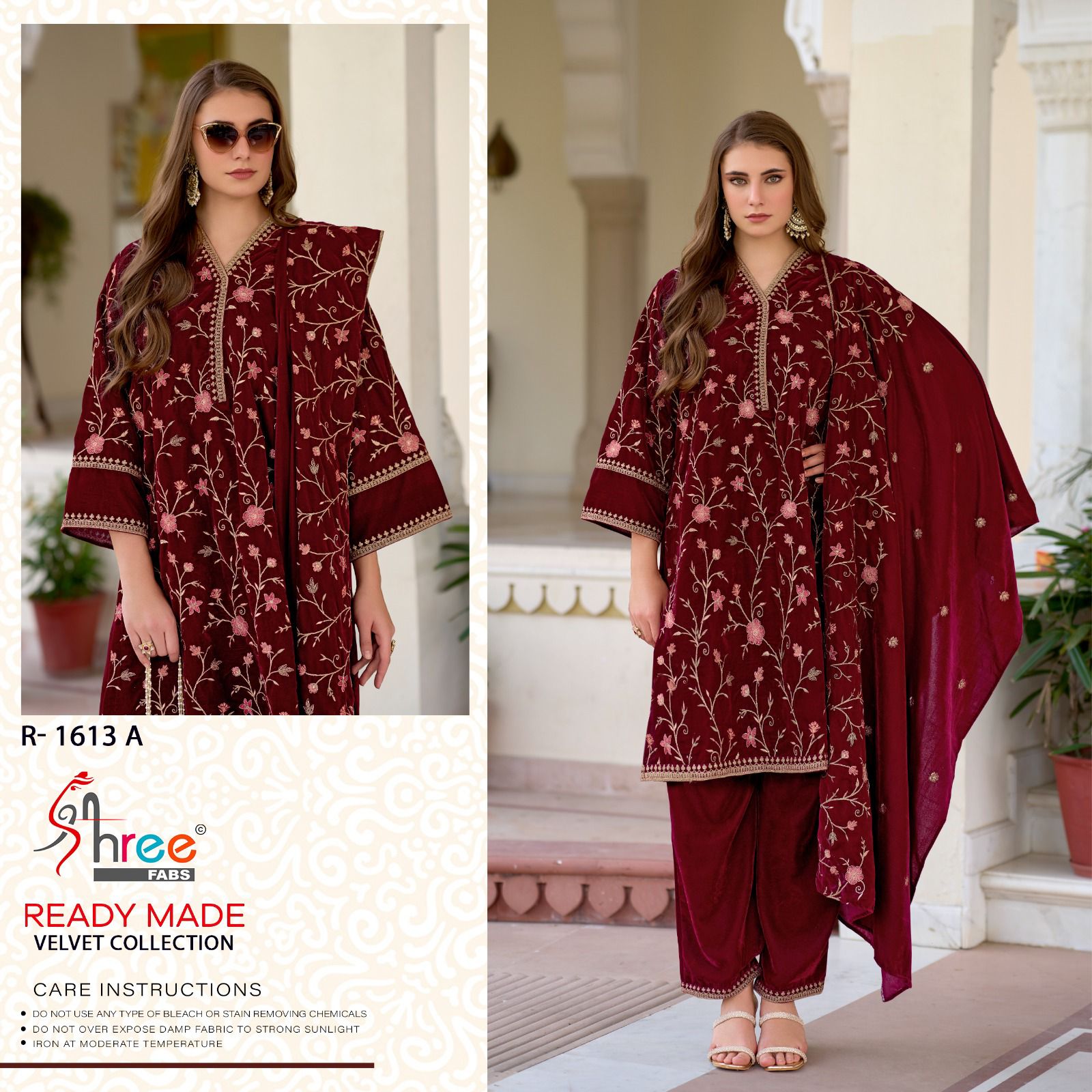 R 1613 Shree Fabs Readymade Velvet Suits Manufacturer Gujarat