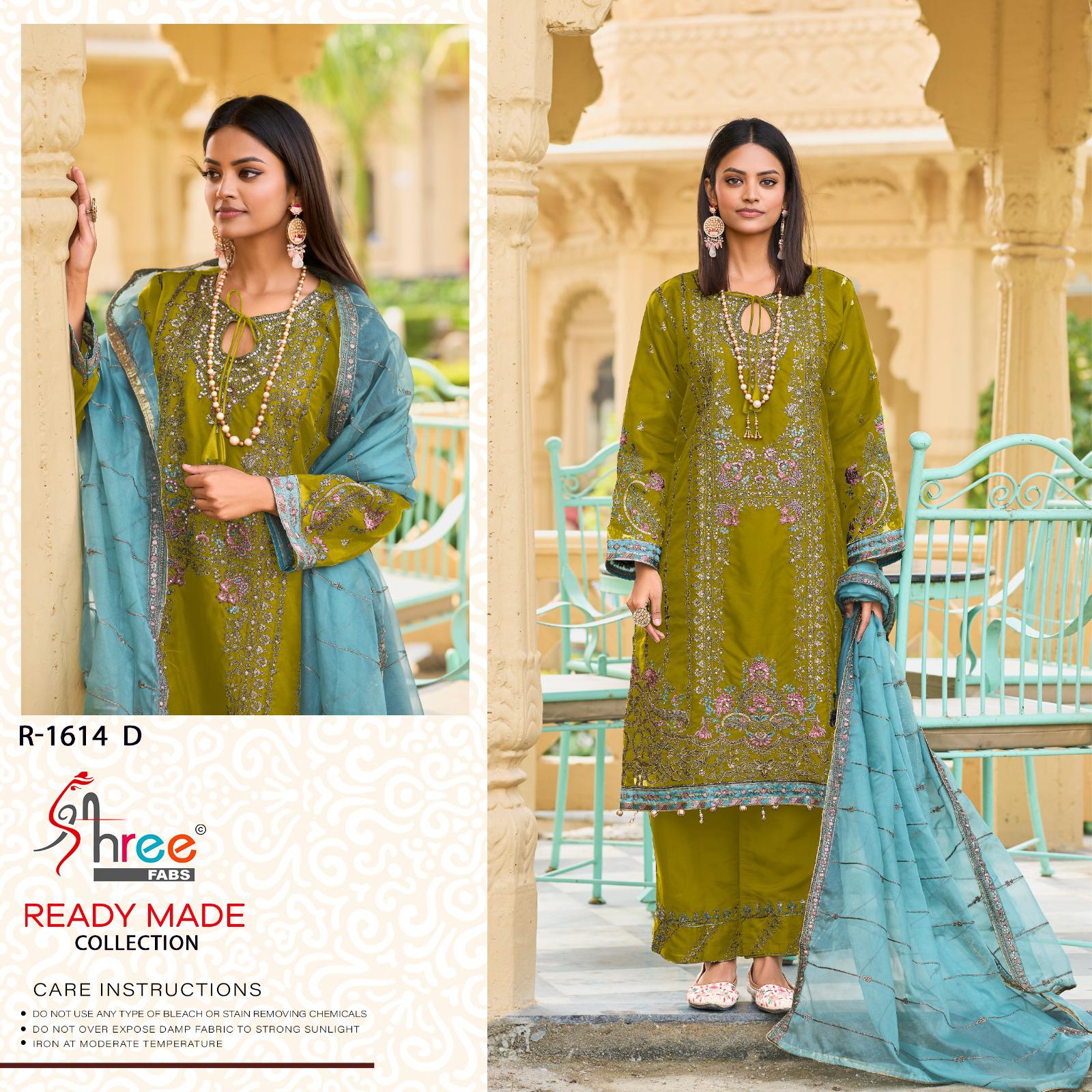 R 1614 Shree Fabs Organza Pakistani Readymade Suits Supplier