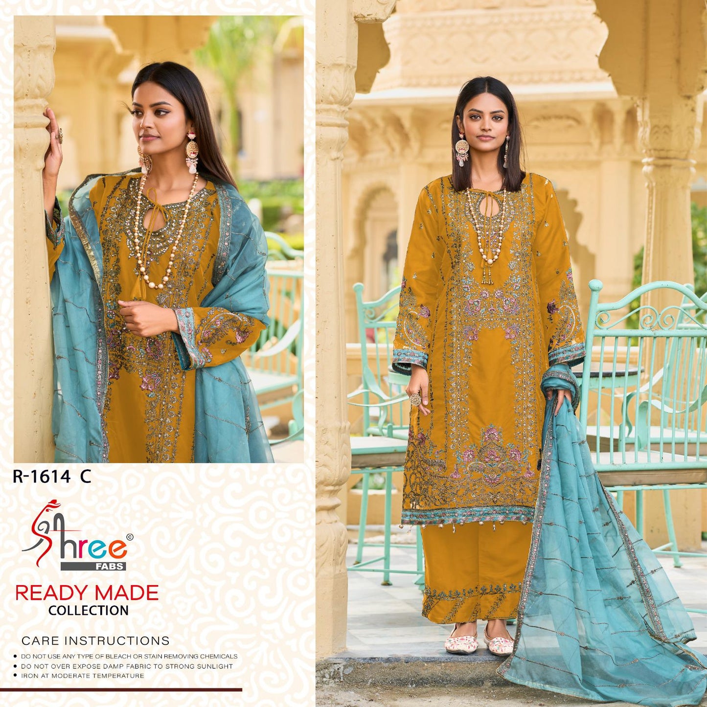 R 1614 Shree Fabs Organza Pakistani Readymade Suits Supplier