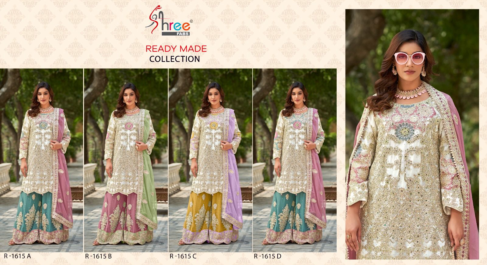 R 1615 Shree Fabs Chiffon Pakistani Readymade Suits Wholesale Price