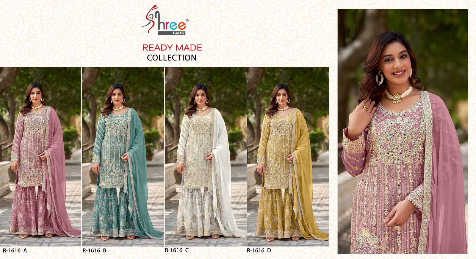 R 1616 Shree Fabs Chiffon Pakistani Readymade Suits Supplier Ahmedabad