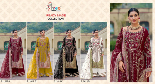 R 1619 Shree Fabs Organza Pakistani Readymade Suits Wholesaler India