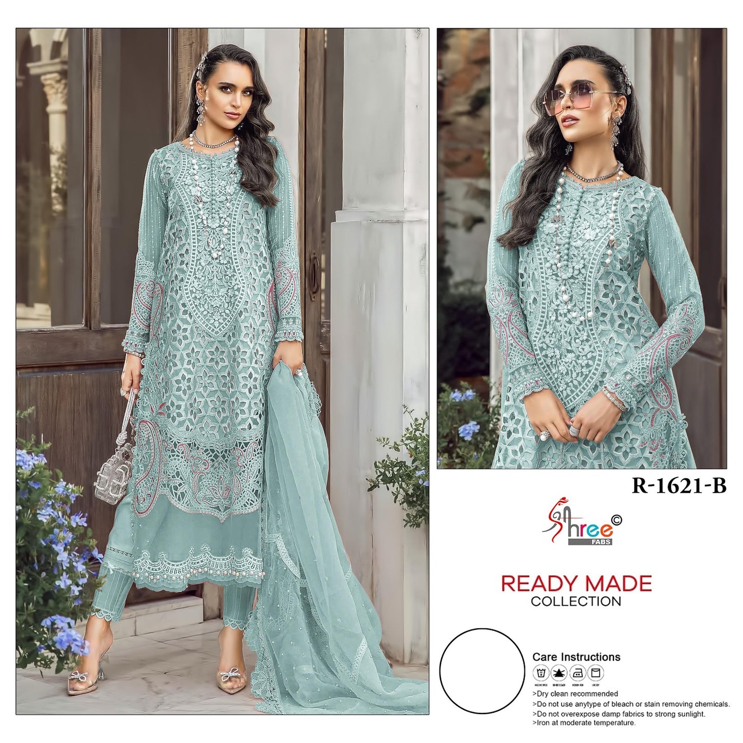 R 1621 Shree Fabs Organza Pakistani Readymade Suits Manufacturer India