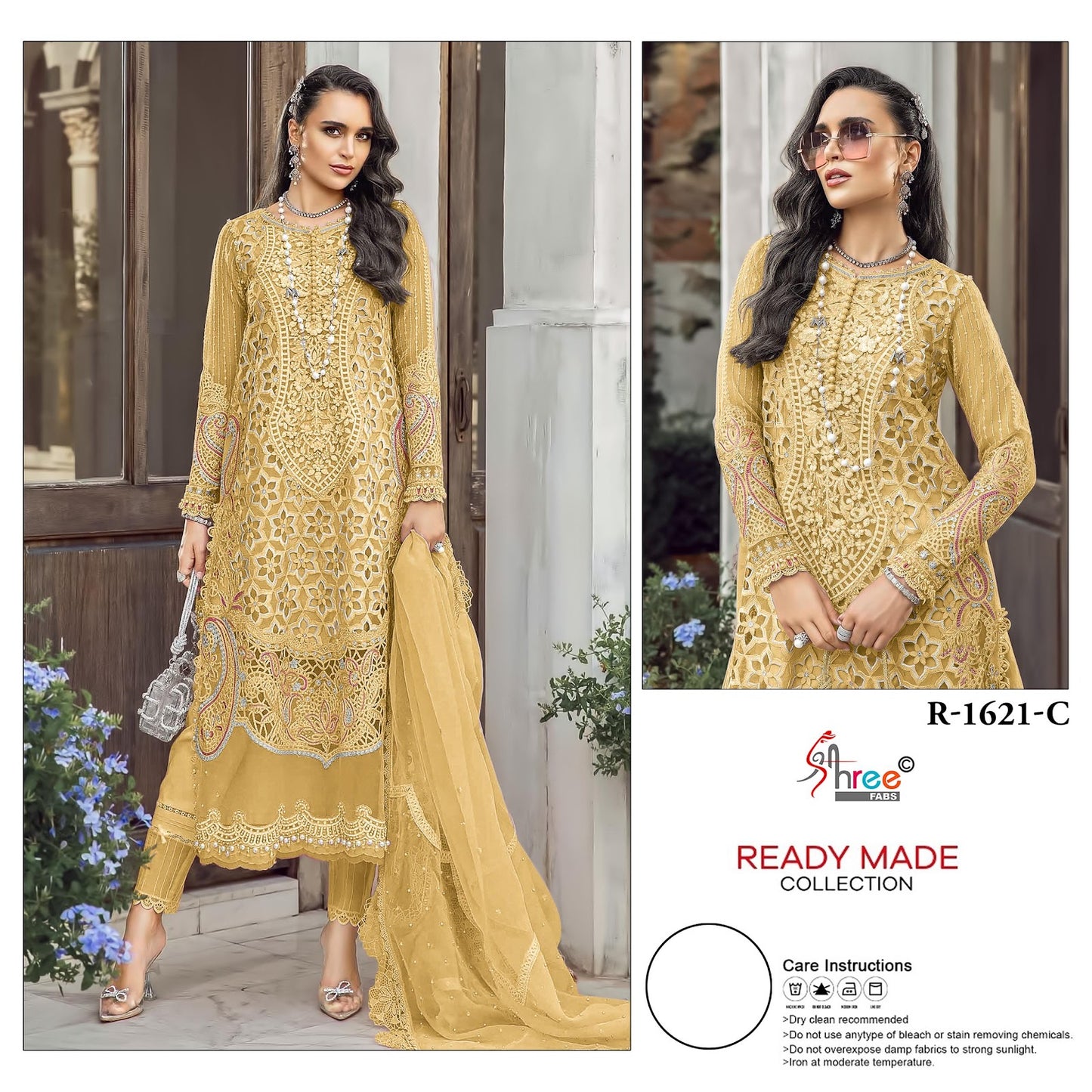 R 1621 Shree Fabs Organza Pakistani Readymade Suits Manufacturer India
