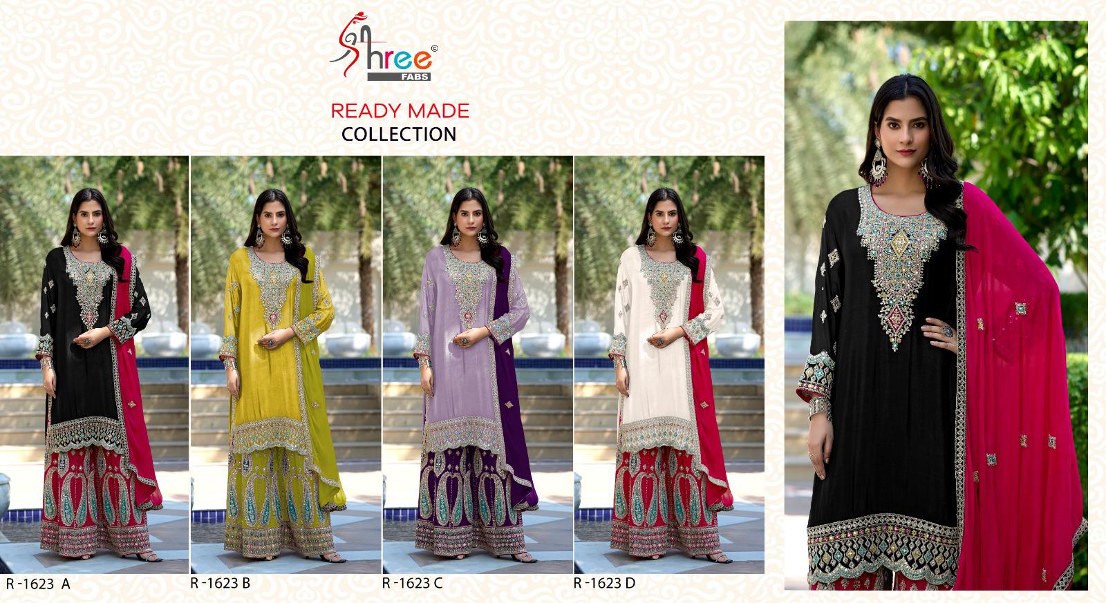 R 1623 Shree Fabs Chinon Pakistani Readymade Suits Supplier India
