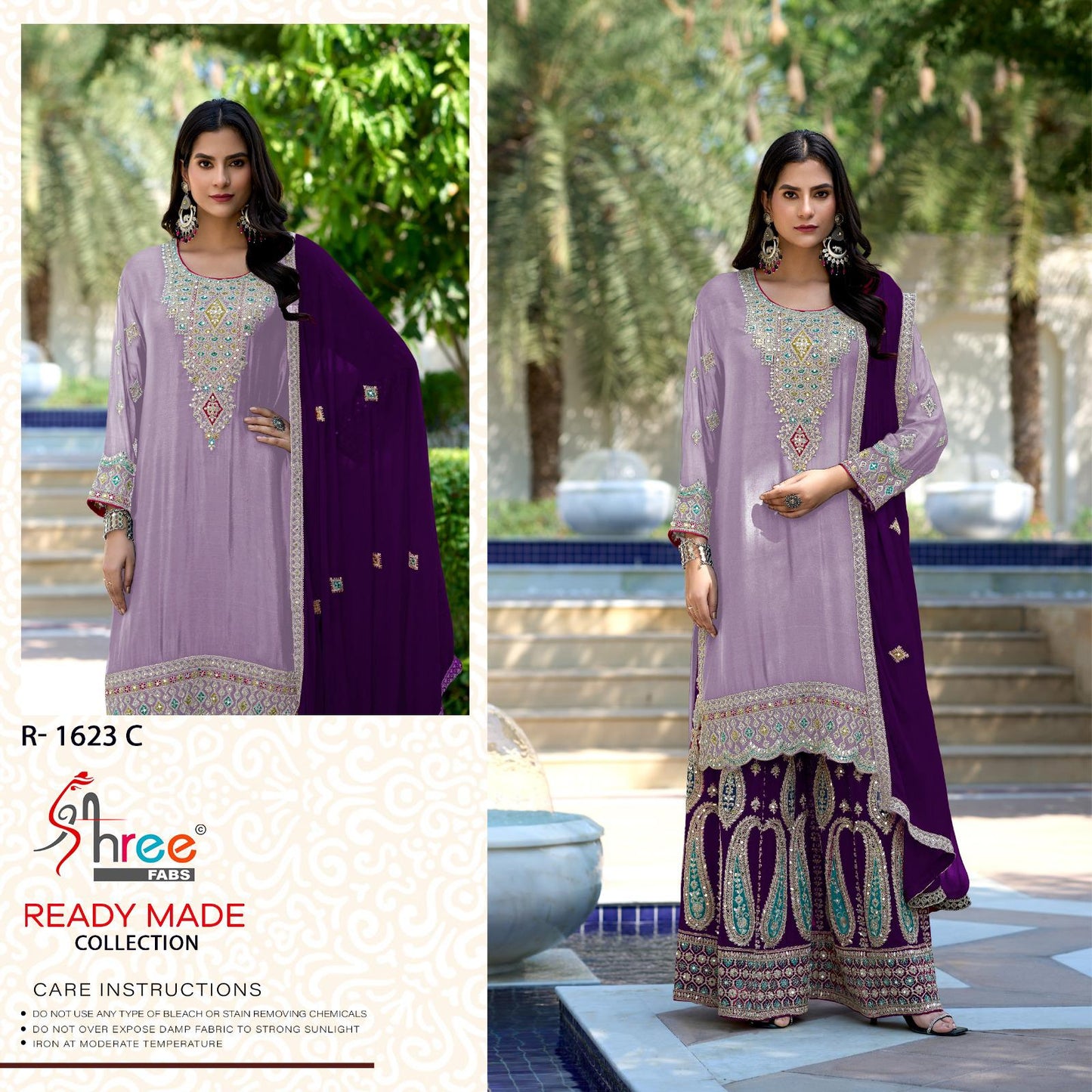 R 1623 Shree Fabs Chinon Pakistani Readymade Suits Supplier India