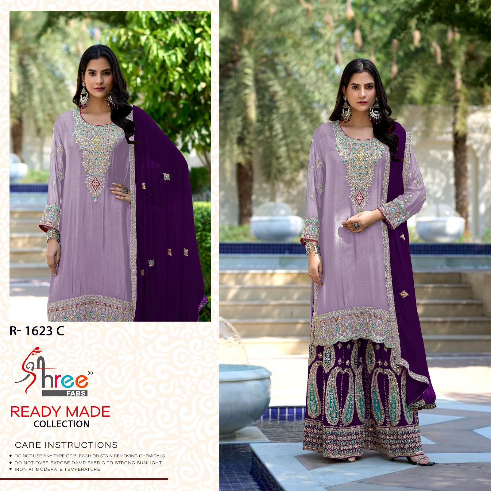 R 1623 Shree Fabs Chinon Pakistani Readymade Suits Supplier India