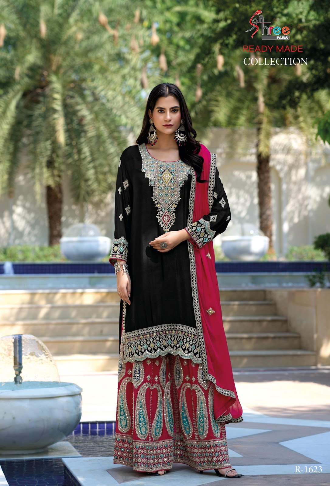 R 1623 Shree Fabs Chinon Pakistani Readymade Suits Supplier India