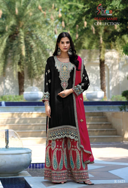 R 1623 Shree Fabs Chinon Pakistani Readymade Suits Supplier India