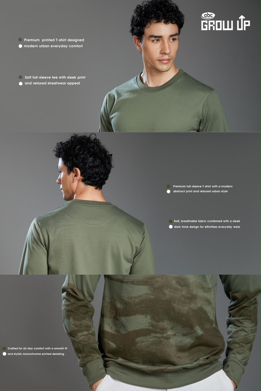 R 1628 Full Sleeves Growup Imported Mens Tshirts Supplier Gujarat