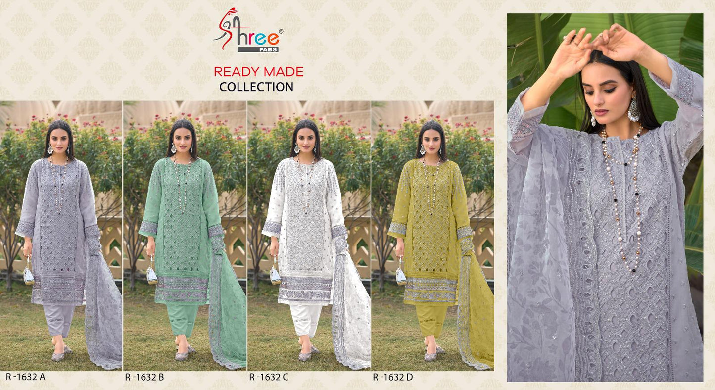 R 1632 Shree Fabs Organza Pakistani Readymade Suits Exporter Ahmedabad