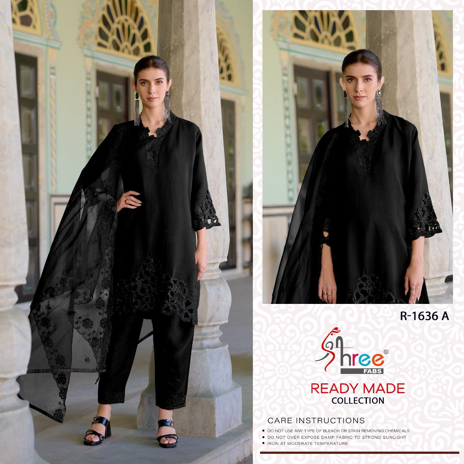 R 1636 Shree Fabs Roman Silk Pakistani Readymade Suits Manufacturer