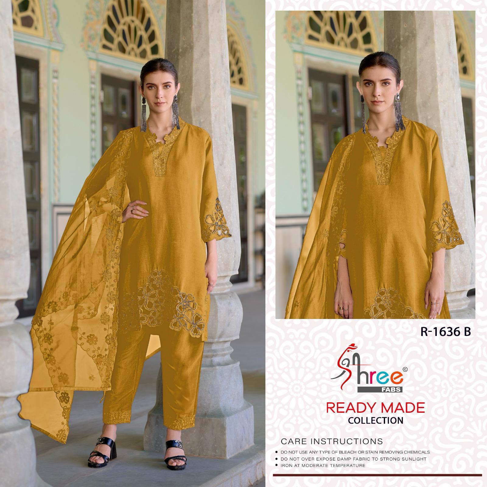 R 1636 Shree Fabs Roman Silk Pakistani Readymade Suits Manufacturer