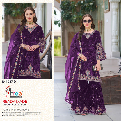 R 1637 Shree Fabs Readymade Velvet Suits Manufacturer Gujarat