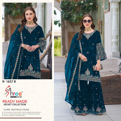 R 1637 Shree Fabs Readymade Velvet Suits Manufacturer Gujarat
