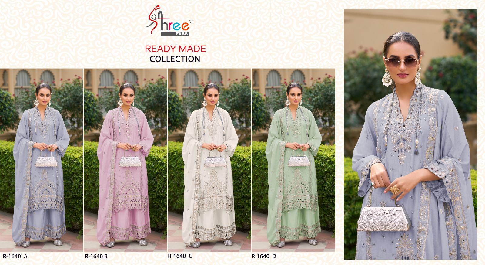R 1640 Shree Fabs Chinon Pakistani Readymade Suits Wholesaler India
