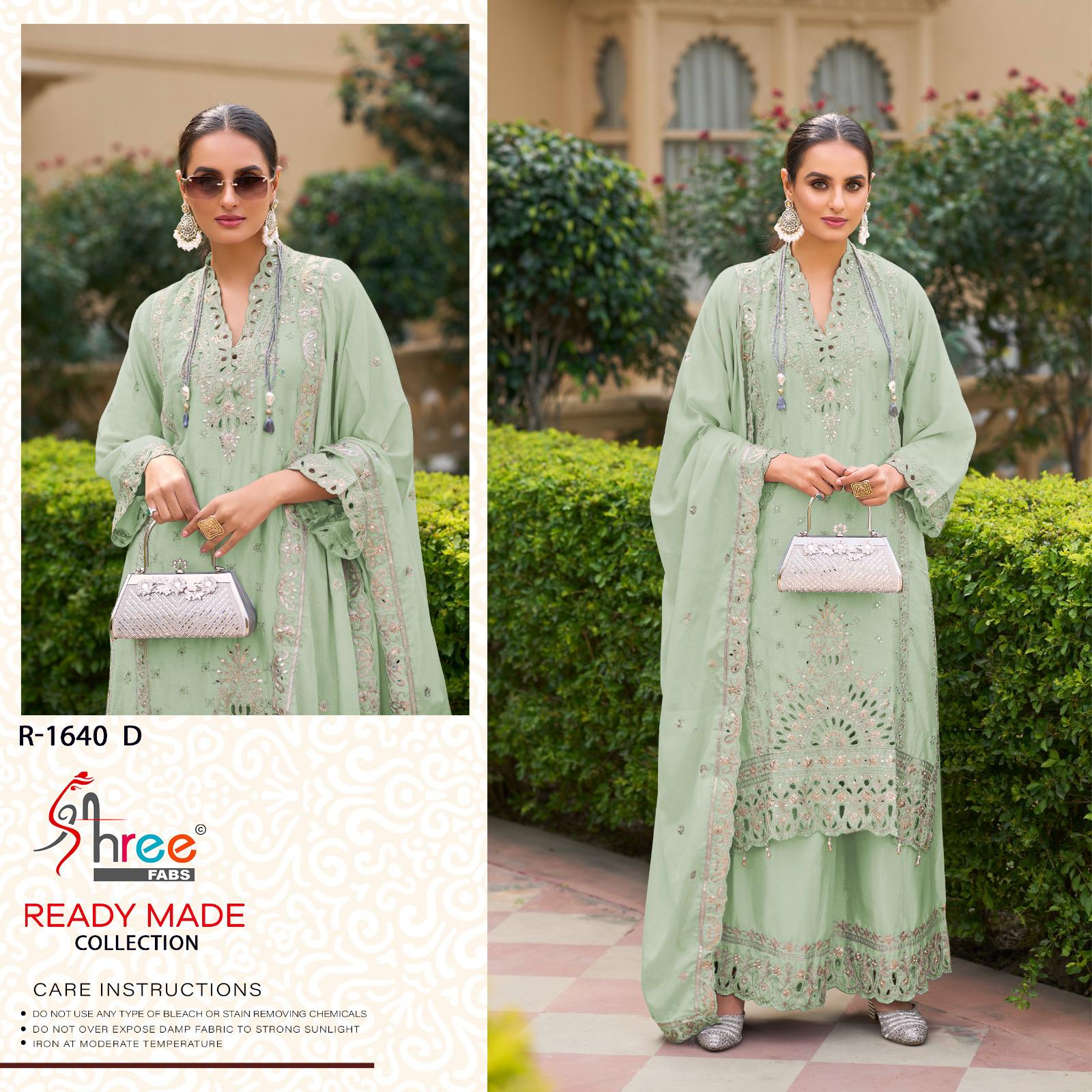 R 1640 Shree Fabs Chinon Pakistani Readymade Suits Wholesaler India