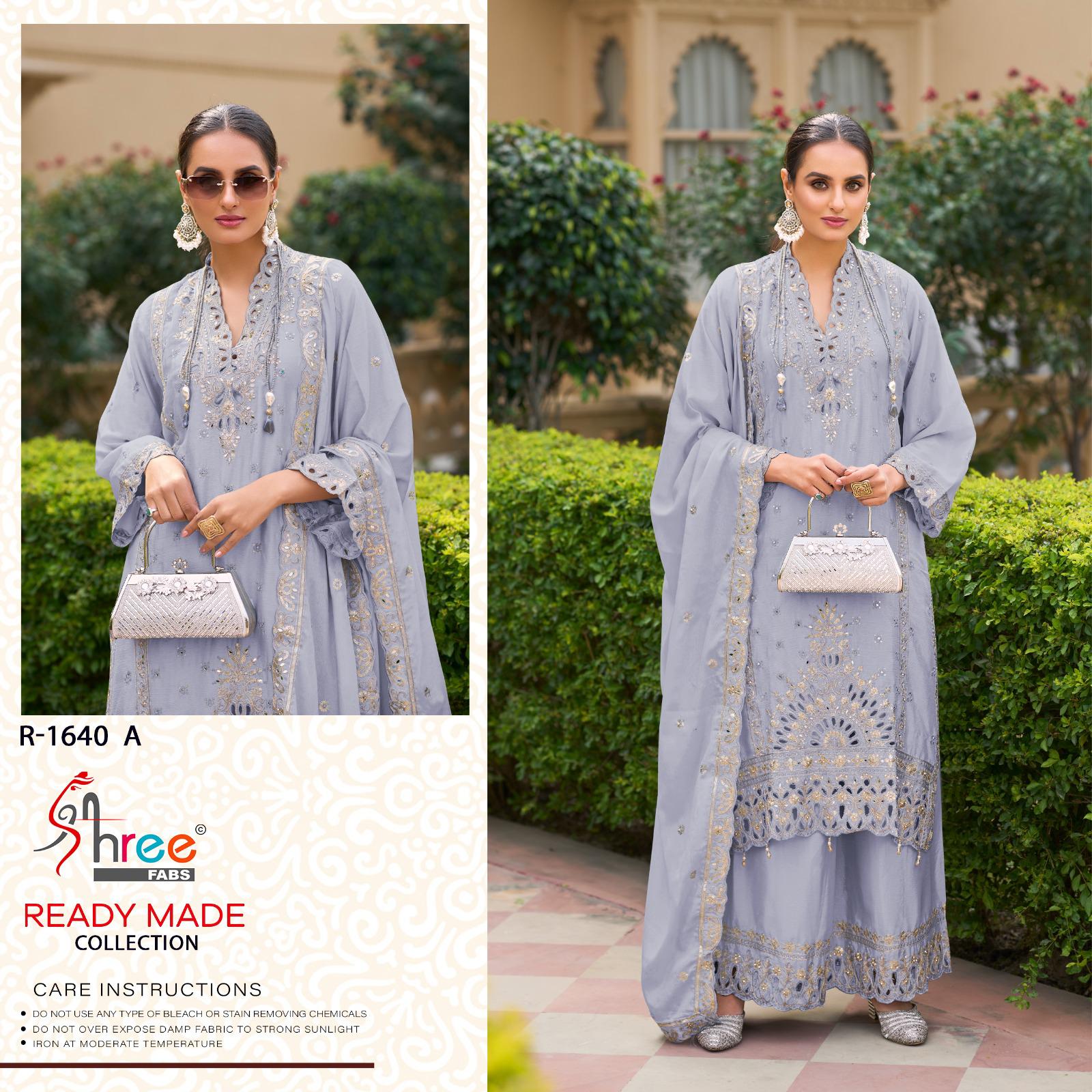 R 1640 Shree Fabs Chinon Pakistani Readymade Suits Wholesaler India