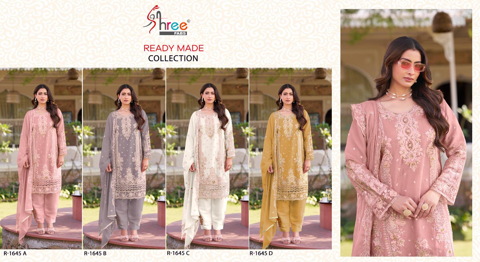 R 1645 Shree Fabs Chiffon Pakistani Readymade Suits Wholesaler Ahmedabad