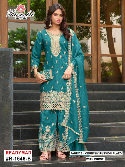 R 1646 Ramsha Crunchy Pakistani Readymade Suits Supplier