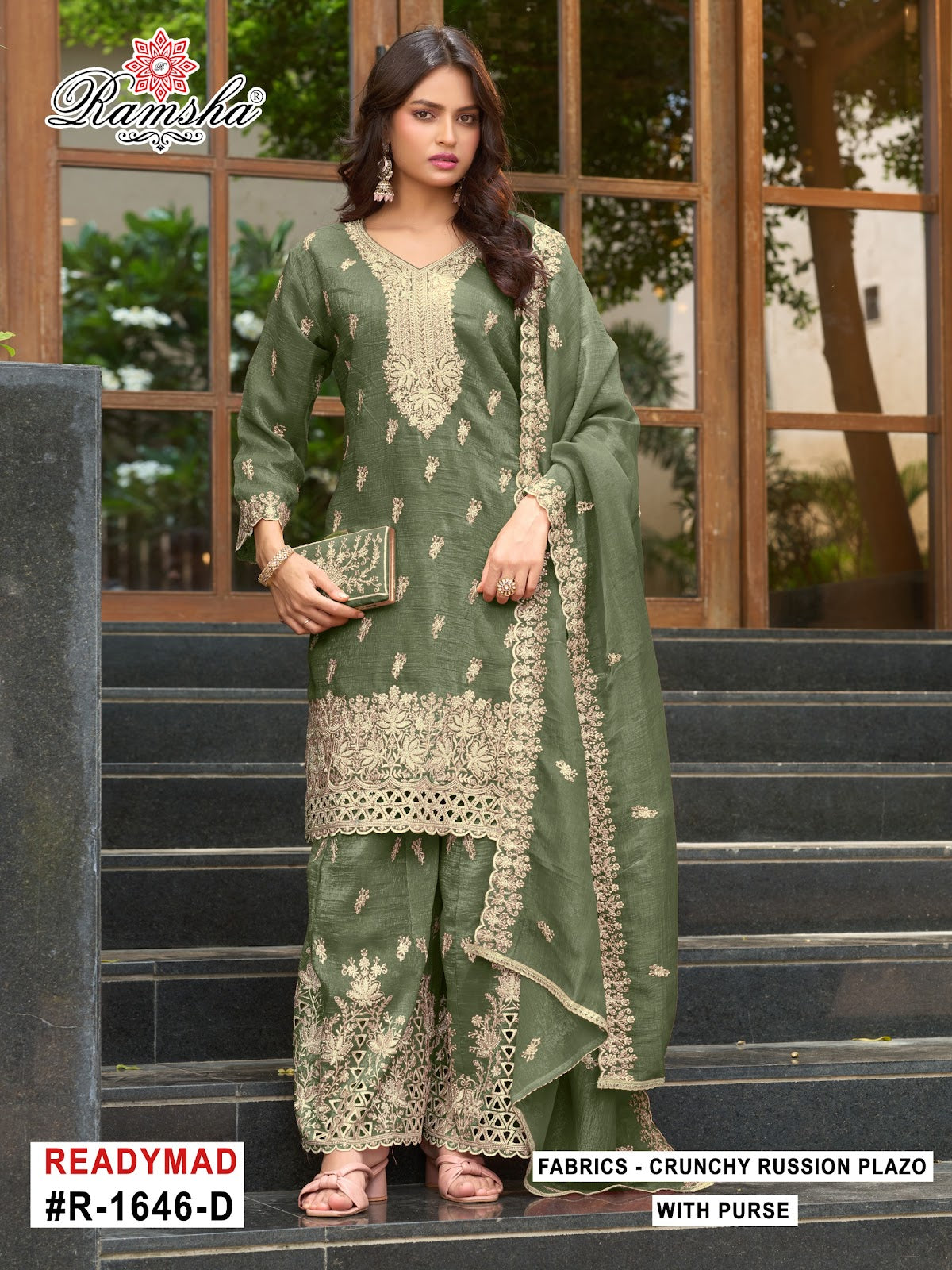 R 1646 Ramsha Crunchy Pakistani Readymade Suits Supplier