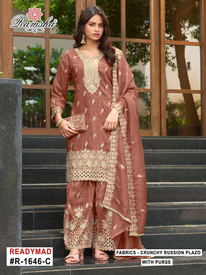 R 1646 Ramsha Crunchy Pakistani Readymade Suits Supplier
