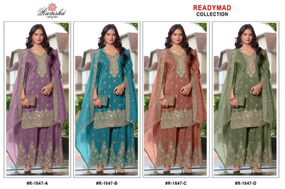 R 1647 Ramsha Crunchy Pakistani Readymade Suits Manufacturer