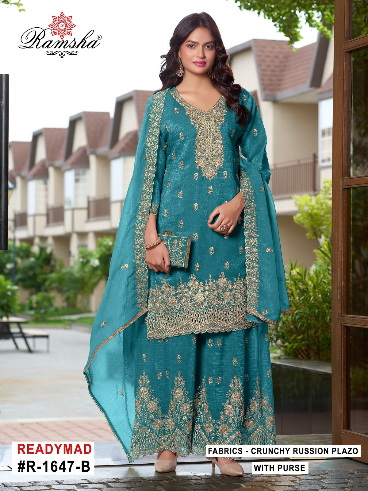 R 1647 Ramsha Crunchy Pakistani Readymade Suits Manufacturer