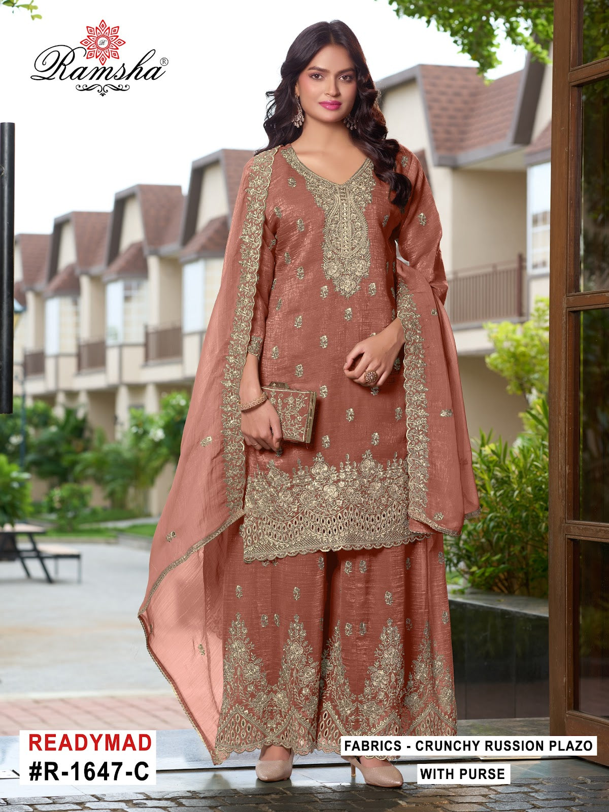 R 1647 Ramsha Crunchy Pakistani Readymade Suits Manufacturer