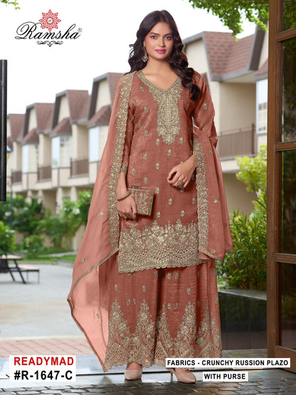 R 1647 Ramsha Crunchy Pakistani Readymade Suits Manufacturer