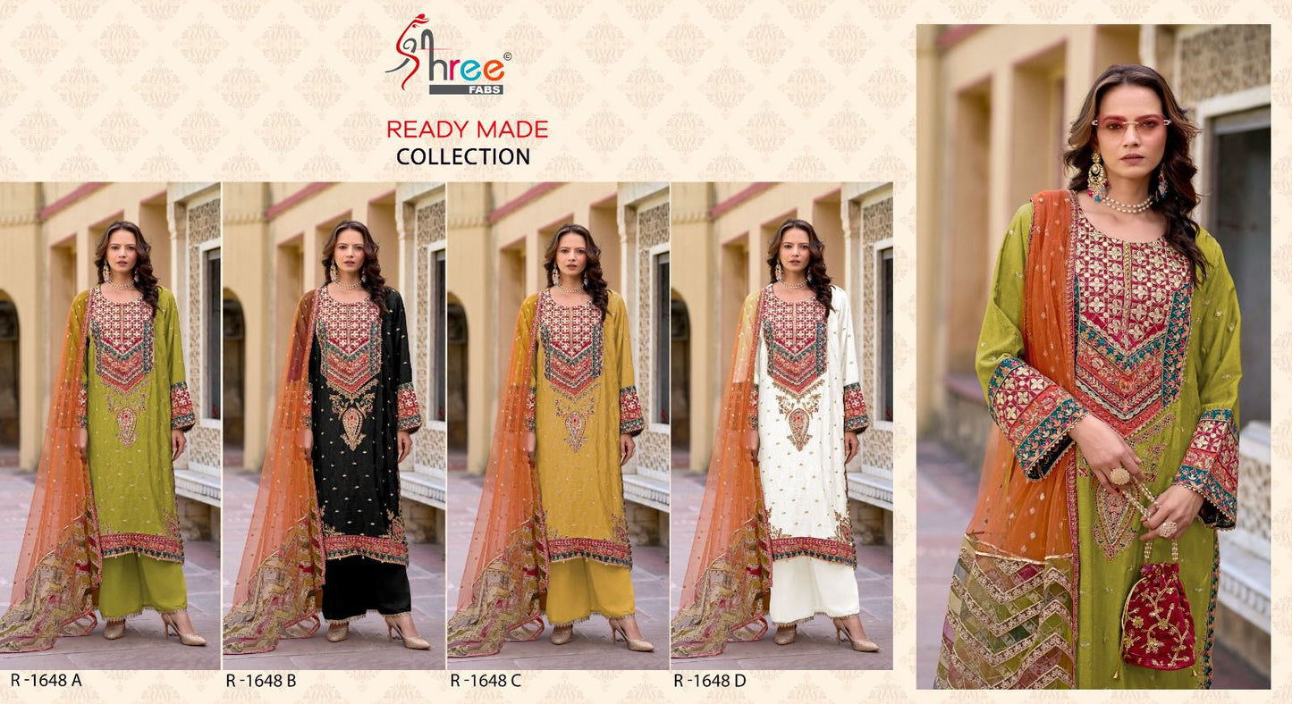 R 1648 Shree Fabs Chinon Pakistani Readymade Suits Wholesale Price