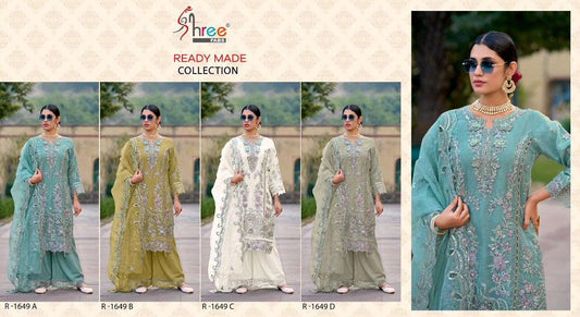 R 1649 Shree Fabs Organza Pakistani Readymade Suits Exporter