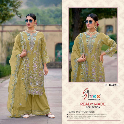 R 1649 Shree Fabs Organza Pakistani Readymade Suits Exporter