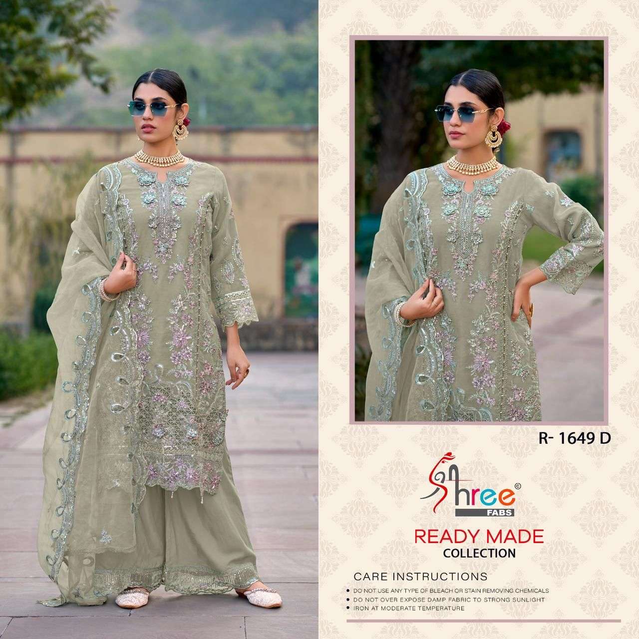 R 1649 Shree Fabs Organza Pakistani Readymade Suits Exporter