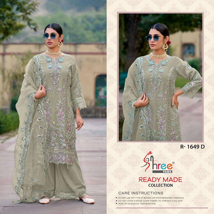 R 1649 Shree Fabs Organza Pakistani Readymade Suits Exporter