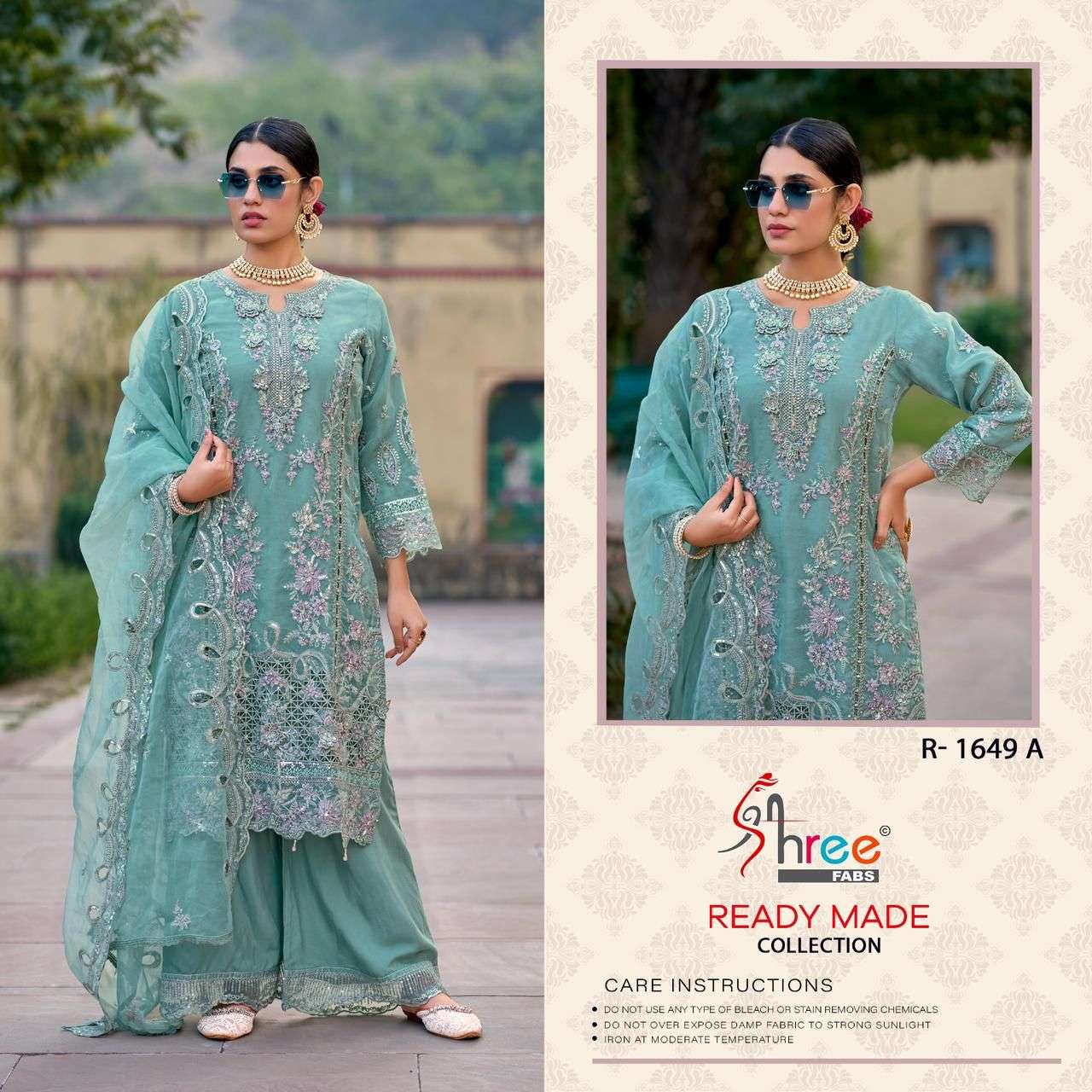 R 1649 Shree Fabs Organza Pakistani Readymade Suits Exporter