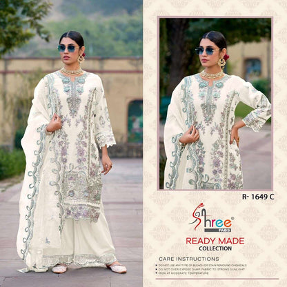 R 1649 Shree Fabs Organza Pakistani Readymade Suits Exporter