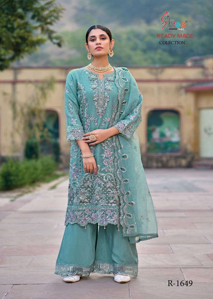 R 1649 Shree Fabs Organza Pakistani Readymade Suits Exporter