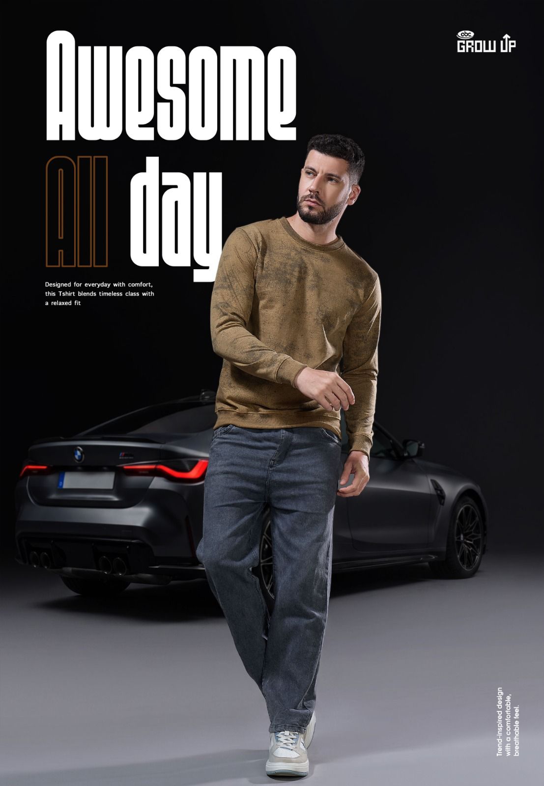 R 1652 Full Sleeves Growup Imported Mens Tshirts Supplier India