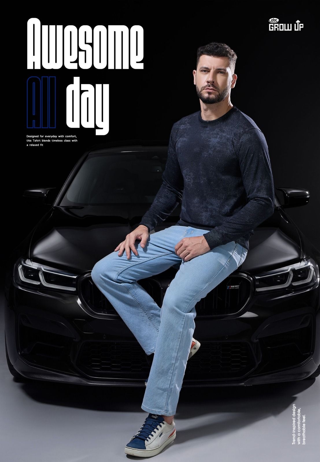 R 1652 Full Sleeves Growup Imported Mens Tshirts Supplier India