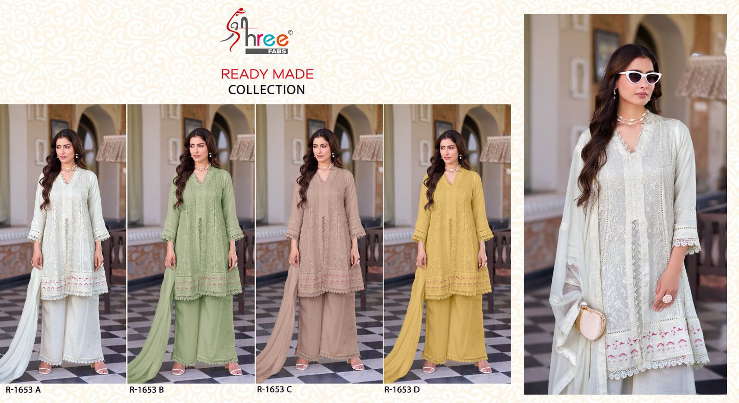 R 1653 Shree Fabs Chiffon Pakistani Readymade Suits Exporter Ahmedabad