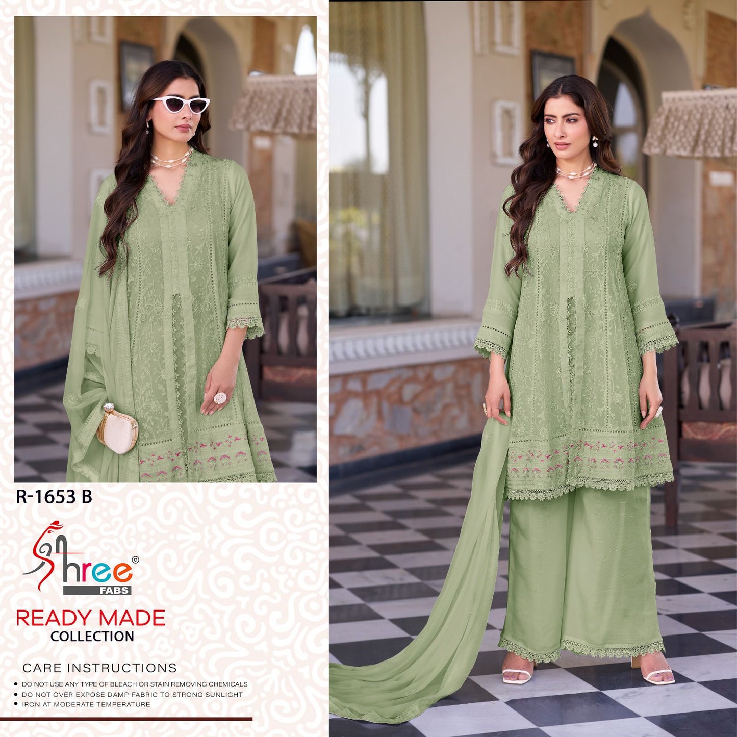 R 1653 Shree Fabs Chiffon Pakistani Readymade Suits Exporter Ahmedabad