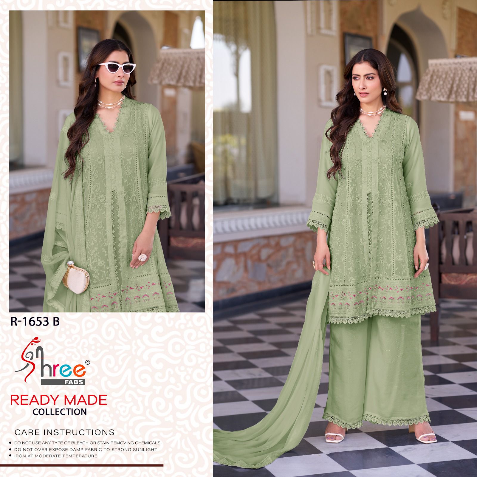 R 1653 Shree Fabs Chiffon Pakistani Readymade Suits Exporter Ahmedabad