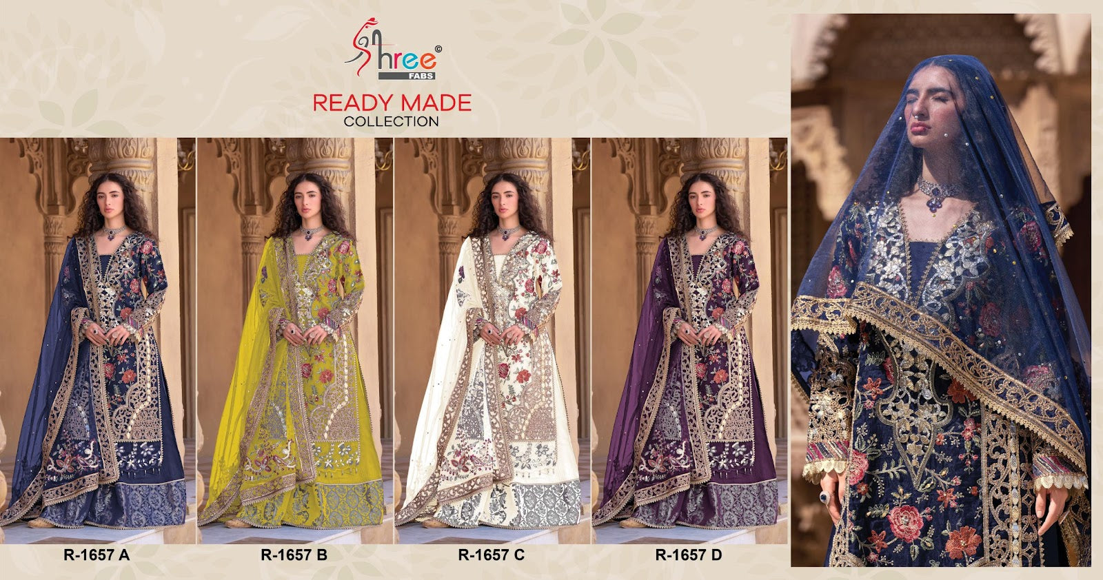 R 1657 Shree Fabs Organza Pakistani Readymade Suits Supplier Ahmedabad