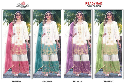 R 1662 Ramsha Crunchy Pakistani Readymade Suits Supplier Gujarat